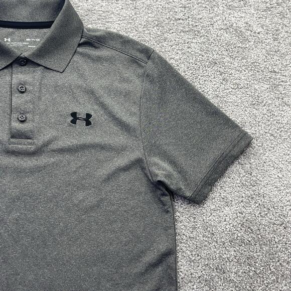 Under Armour Shirt Mens Small Gray Performance Polo Golf Loose Heatgear 1242755 - Picture 3 of 12